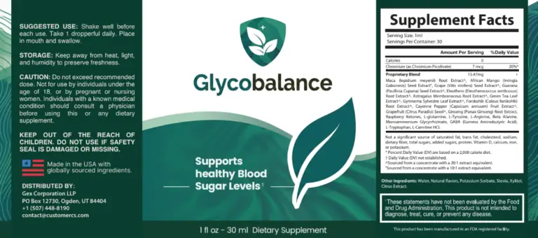 GlycoBalance supplement facts label